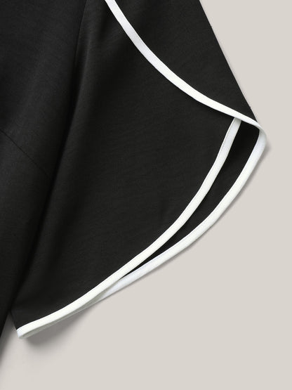 Color Contrast Petal Sleeve Shirt