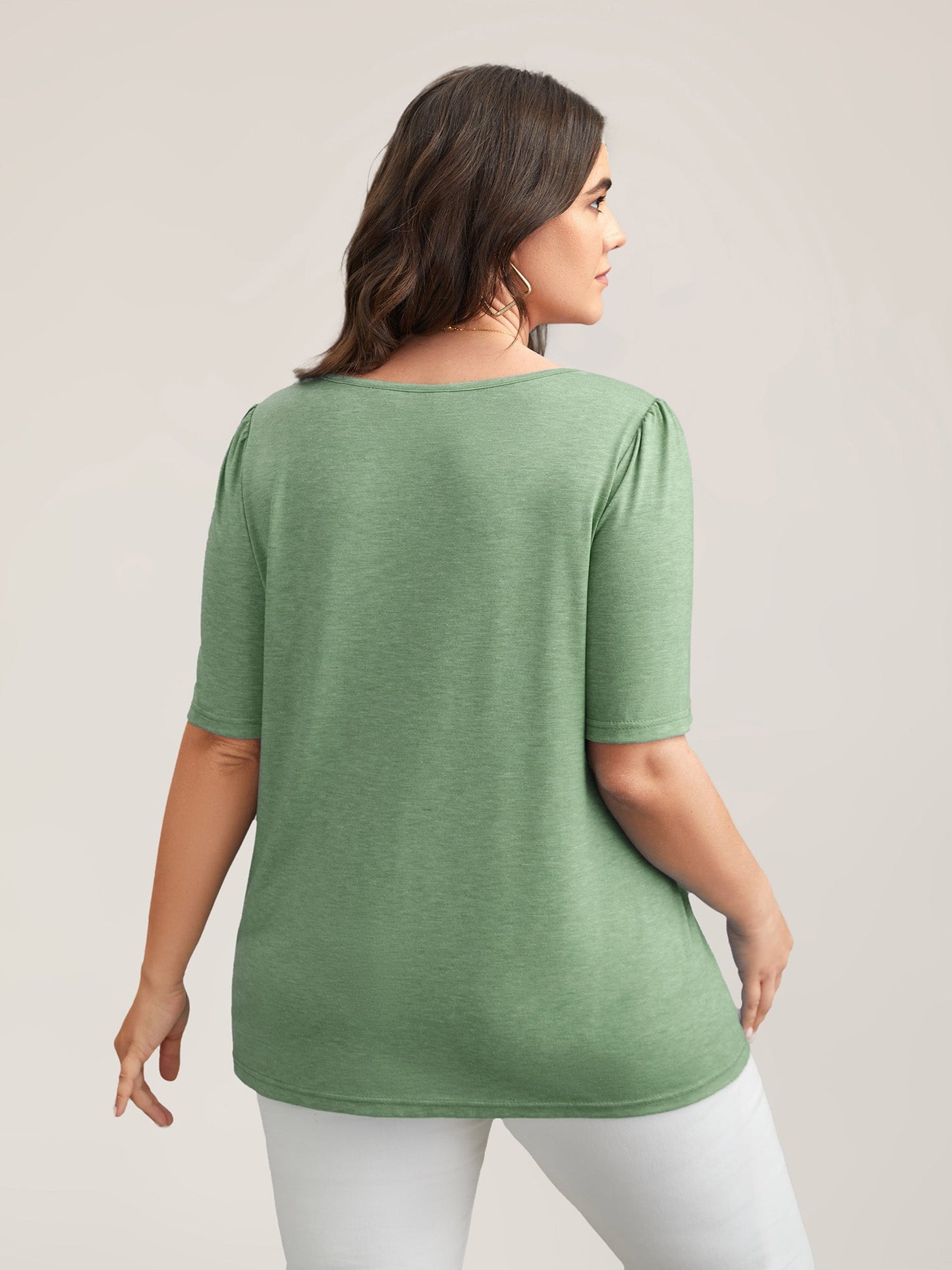 Seamed Round Neck Fitted T-Shirt