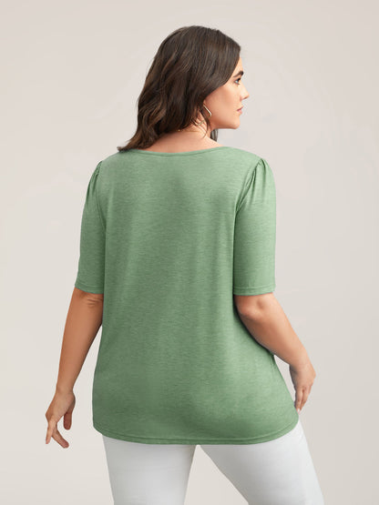 Seamed Round Neck Fitted T-Shirt