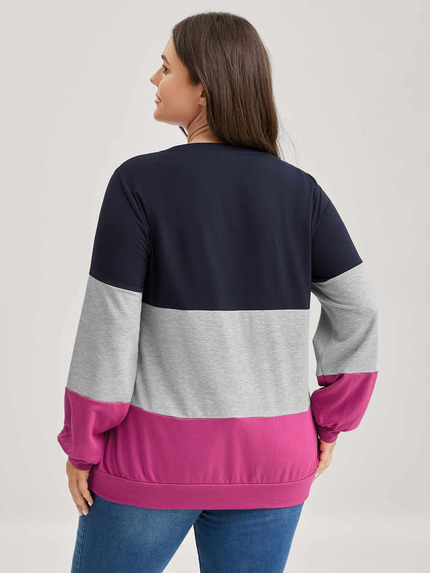Supersoft Color Block Neck Cut-Out Sweatshirt