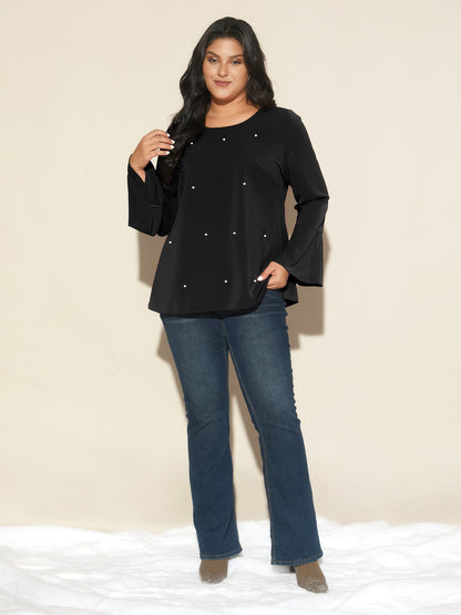Beaded Embellished Bell Sleeves Blouse
