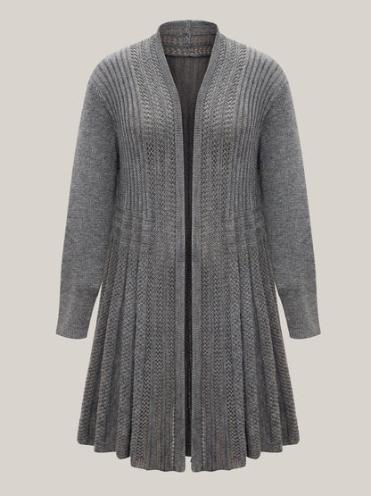 Plain Textured Kimono Collar Cardigan