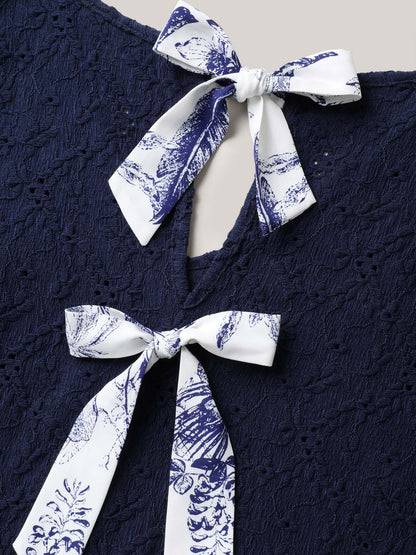 Back Bow Tie Textured Top