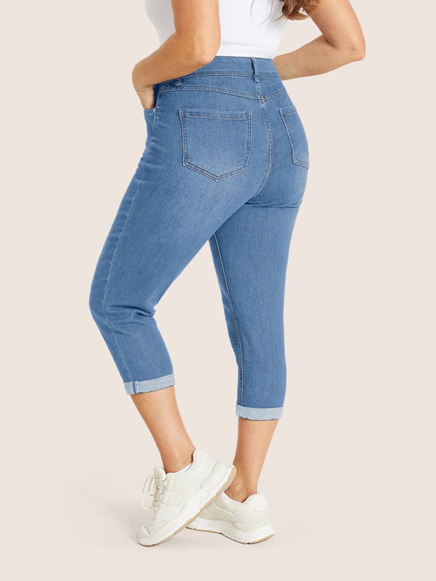Very Stretchy High Rise Dark Wash Cropped Jeans