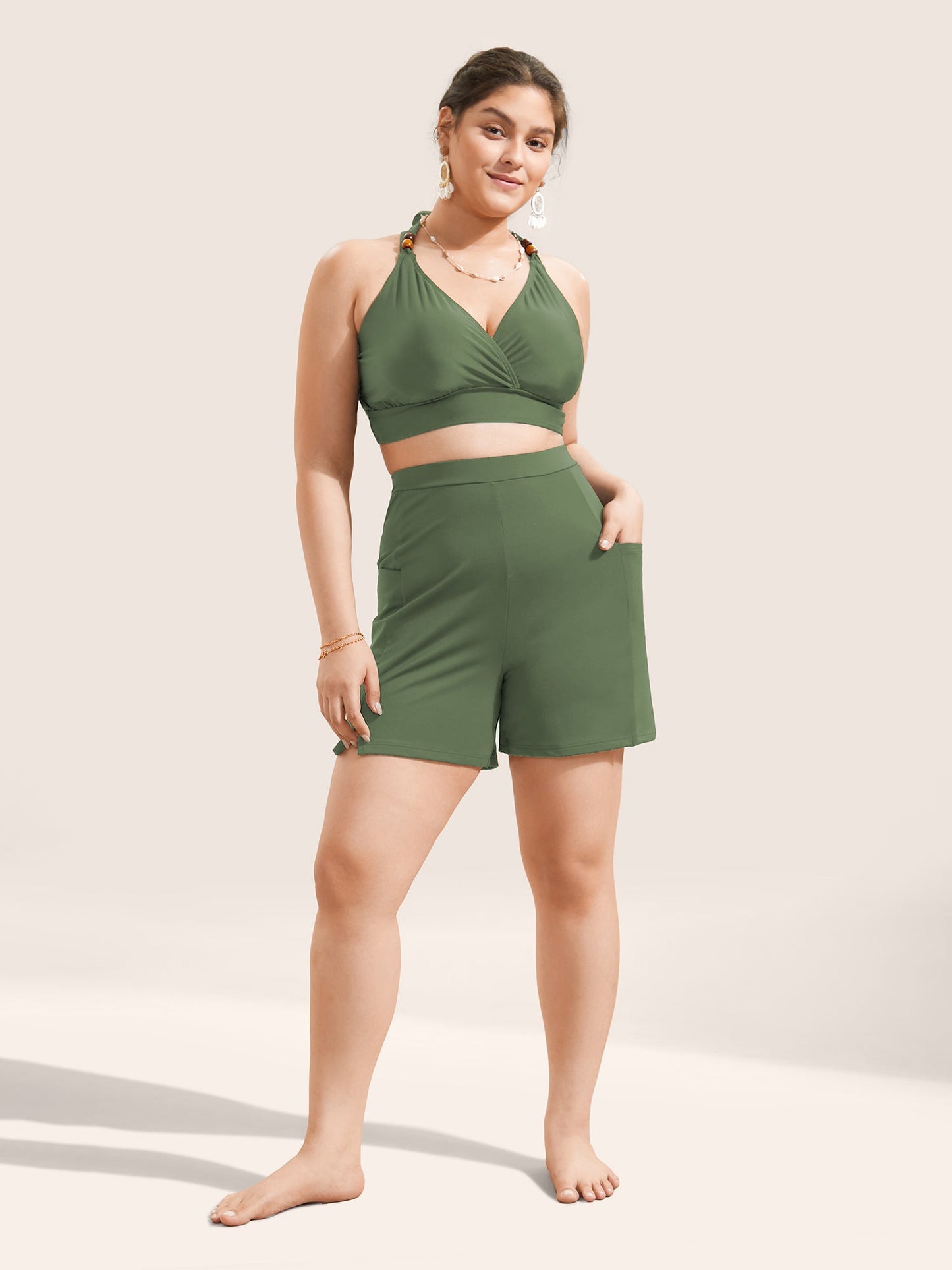 High Rise Pocket Split Side Swim Bottom