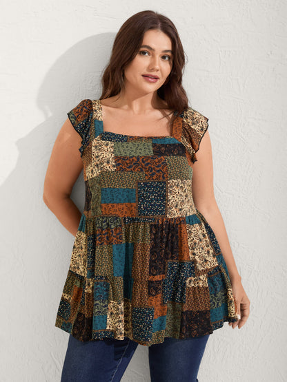 Floral Collage Print Layered Tank Top