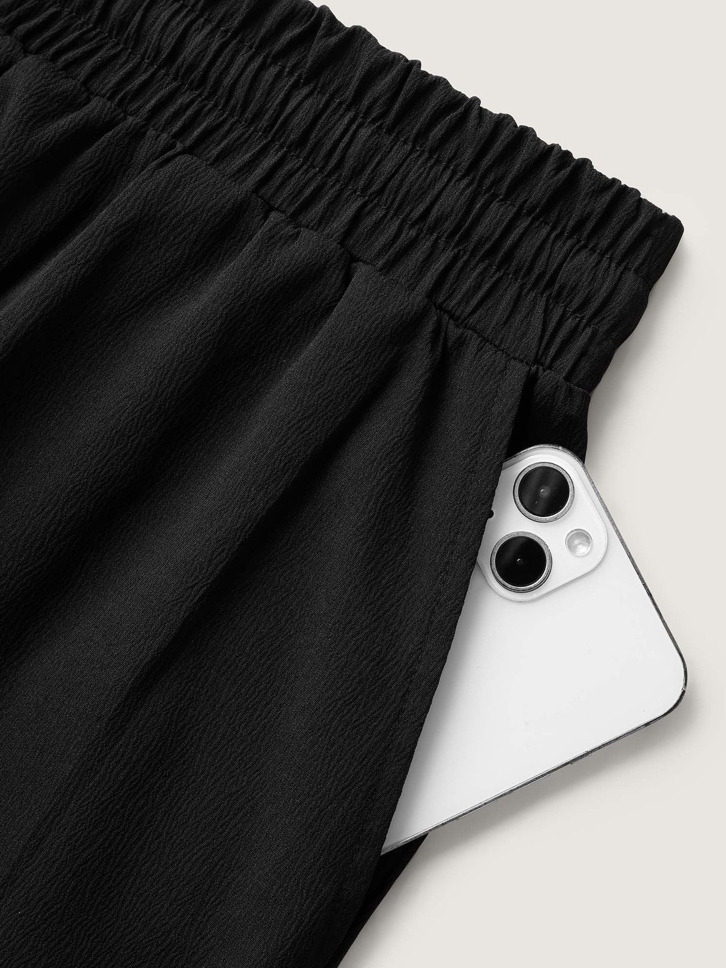 Scalloped Hem Laser Cut Wide-Leg Pants