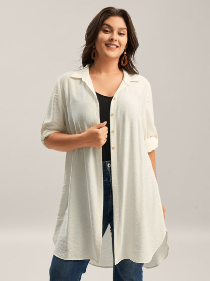 Front-Open Long Basic Blouse