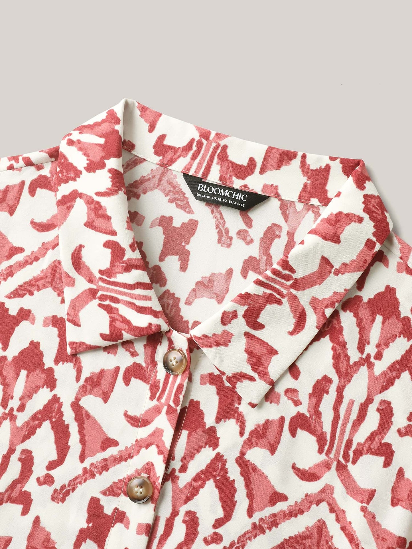 Spring Abstract Print Shirt Collar Midi Dress