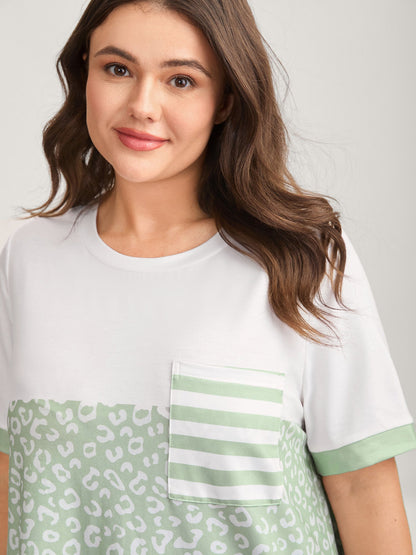 Leopard Print Color Contrast T-Shirt