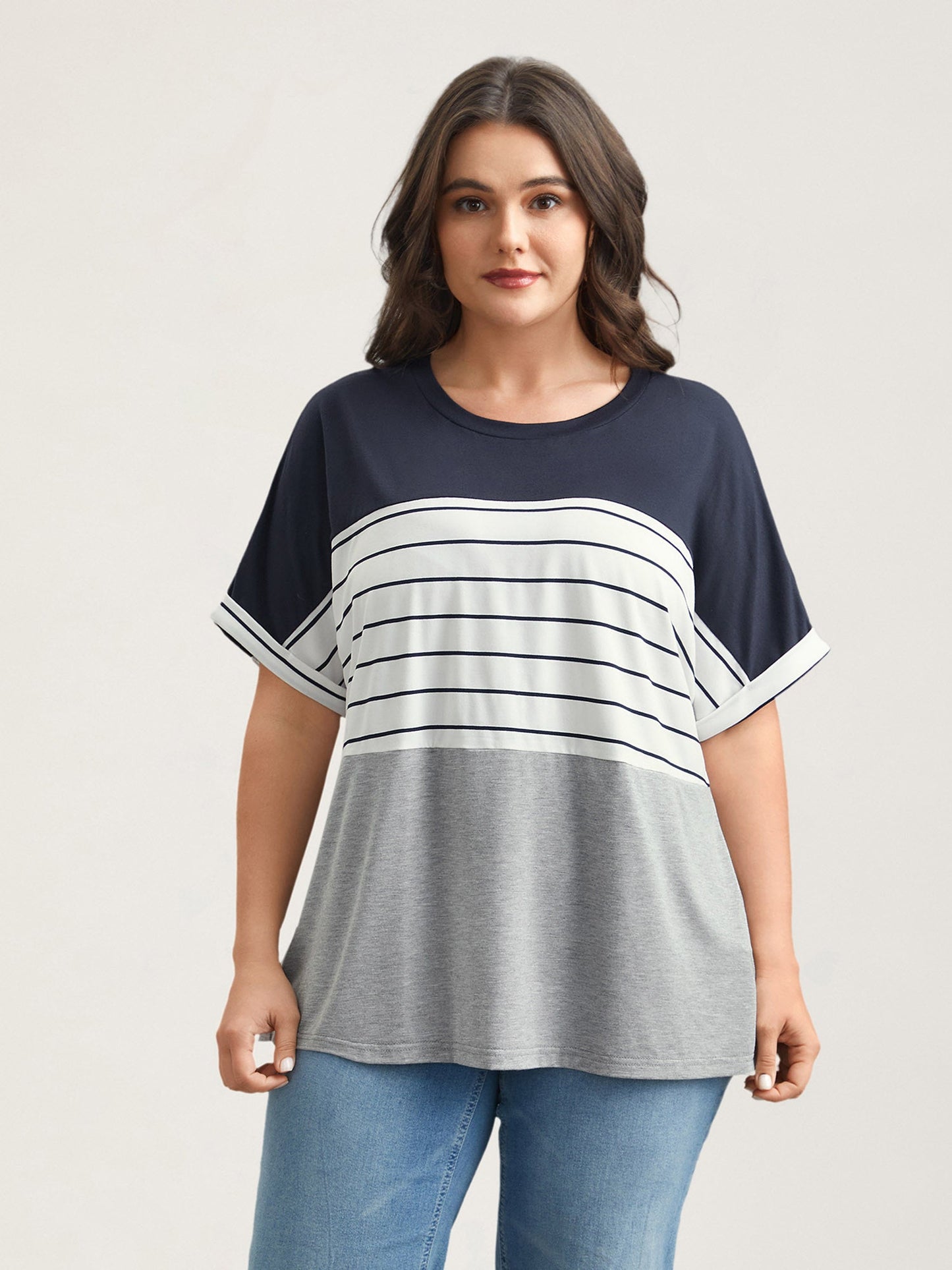 Color-Block Stretchy Stripes T-Shirt