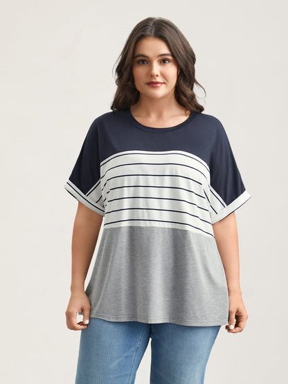 Color-Block Stretchy Stripes T-Shirt