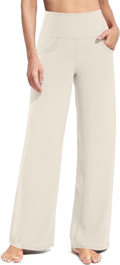 Women Wide Leg Pants with Pockets High Waist Stretch Dress Casual Swea