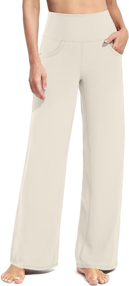 Women Wide Leg Pants with Pockets High Waist Stretch Dress Casual Swea