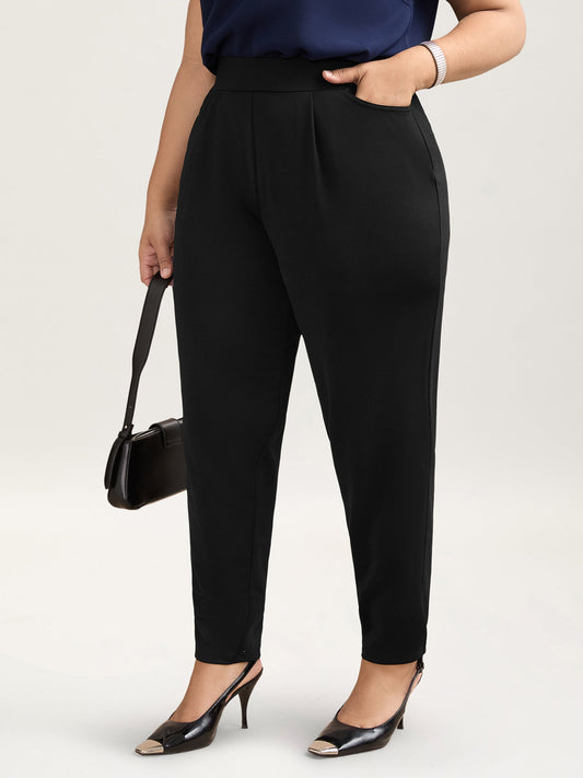 Pleated Stretchy Waist Skinny-Fit Pants