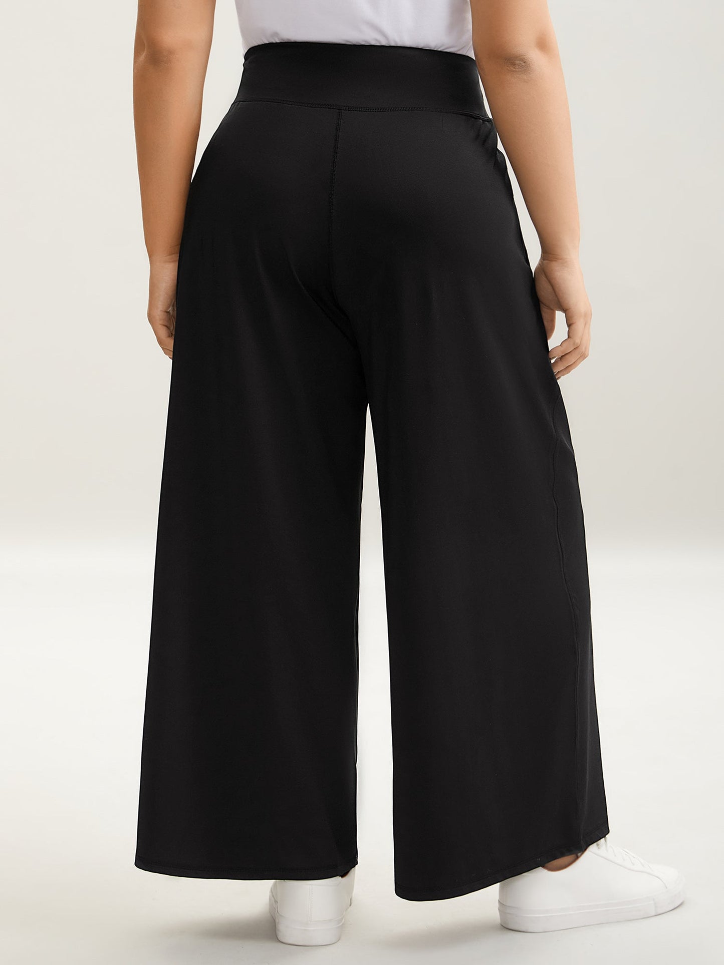 Crossover Waist Very Stretchy Wide-Leg Pants