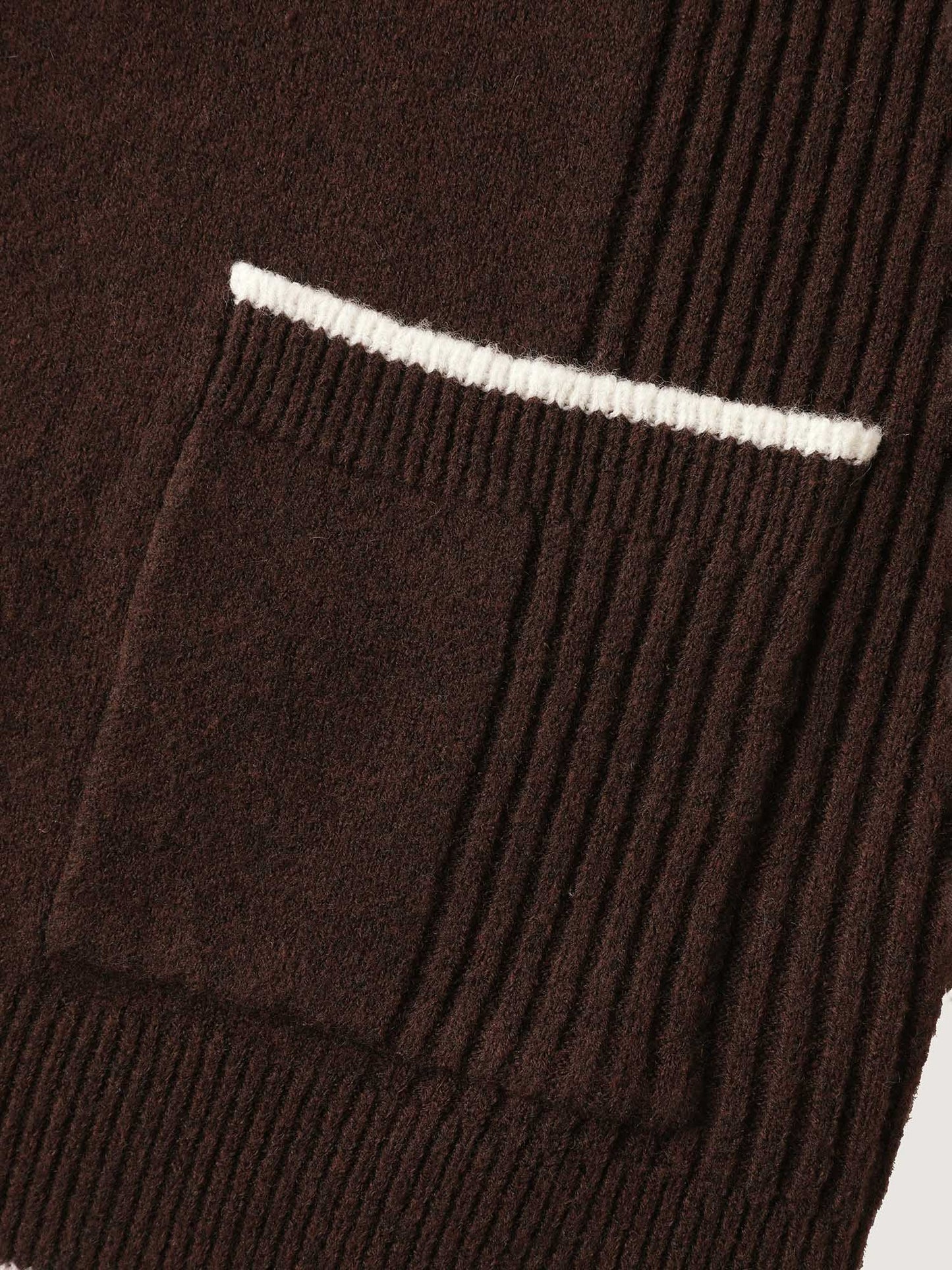 Textured Pocket Color Contrast Knit Cardigan