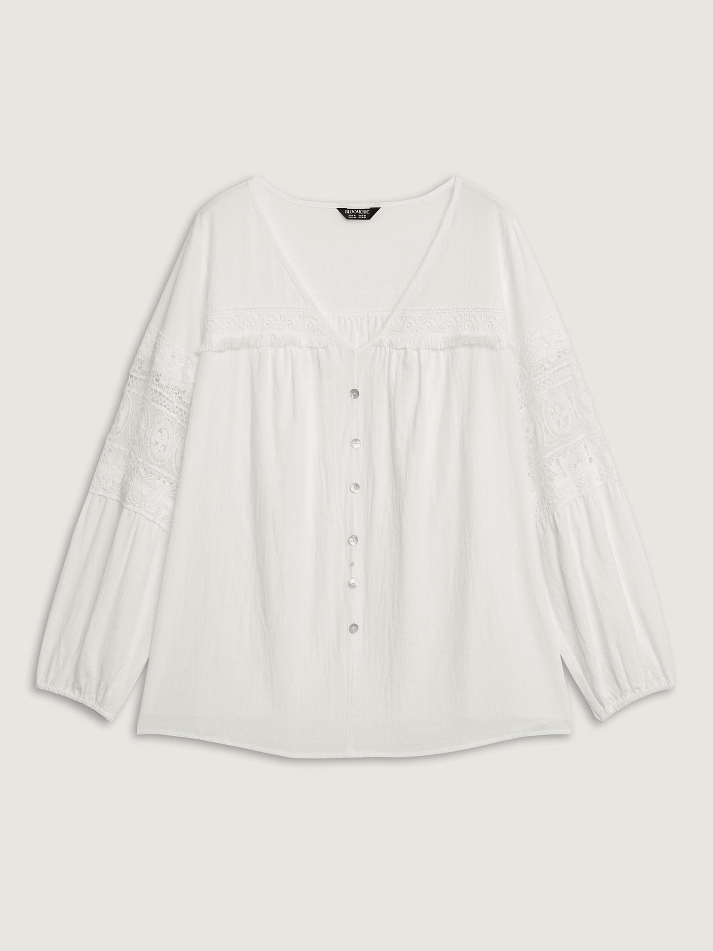 Pure Cotton Sheer Lace Trim Blouse