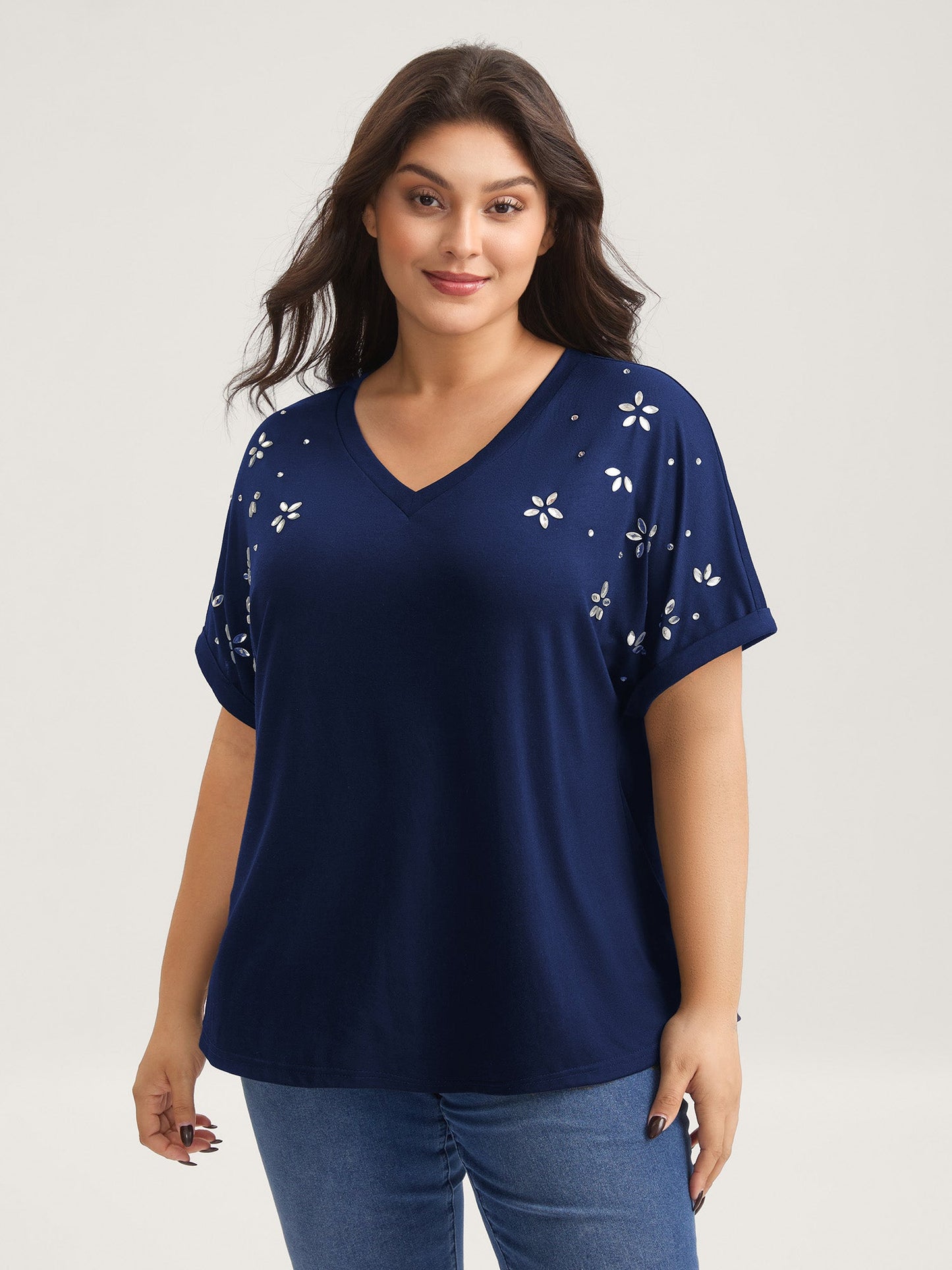 Supersoft Stretchy Zirconia Design T-Shirt