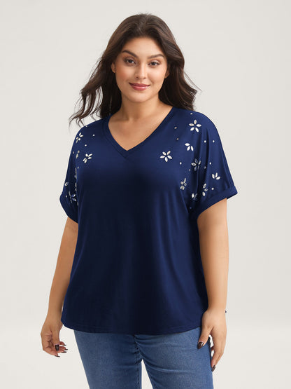 Supersoft Stretchy Zirconia Design T-Shirt