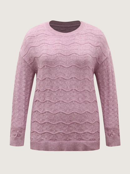 Supersoft Textured Round Neck Cut-Out Pullover