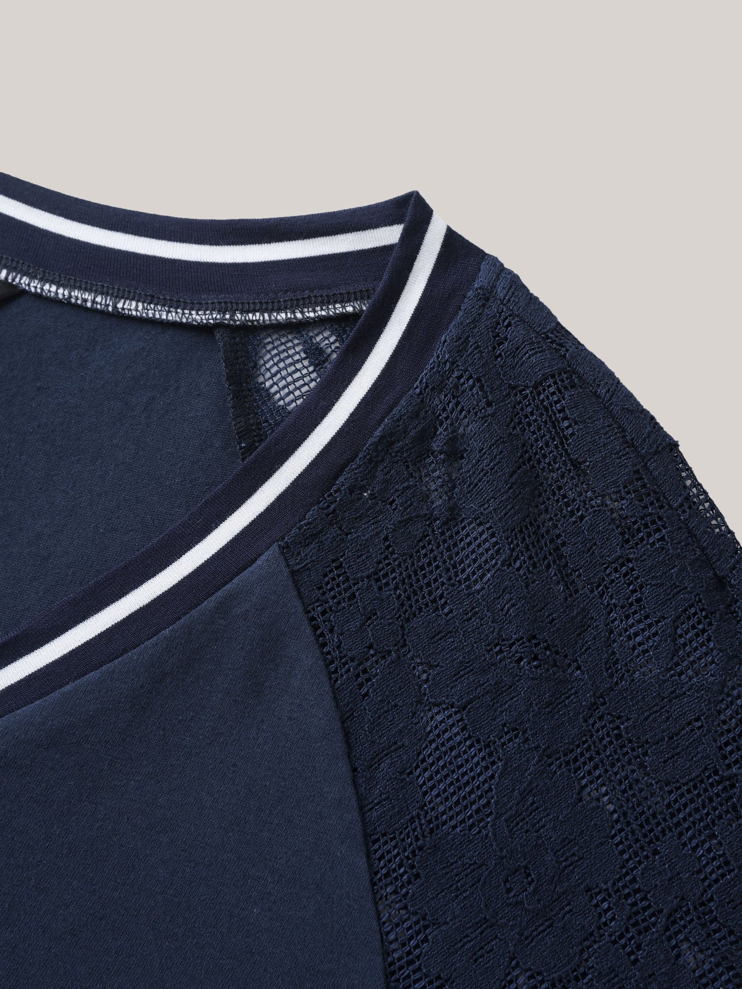 Supersoft Sheer Floral Sleeve V-Neck T-Shirt