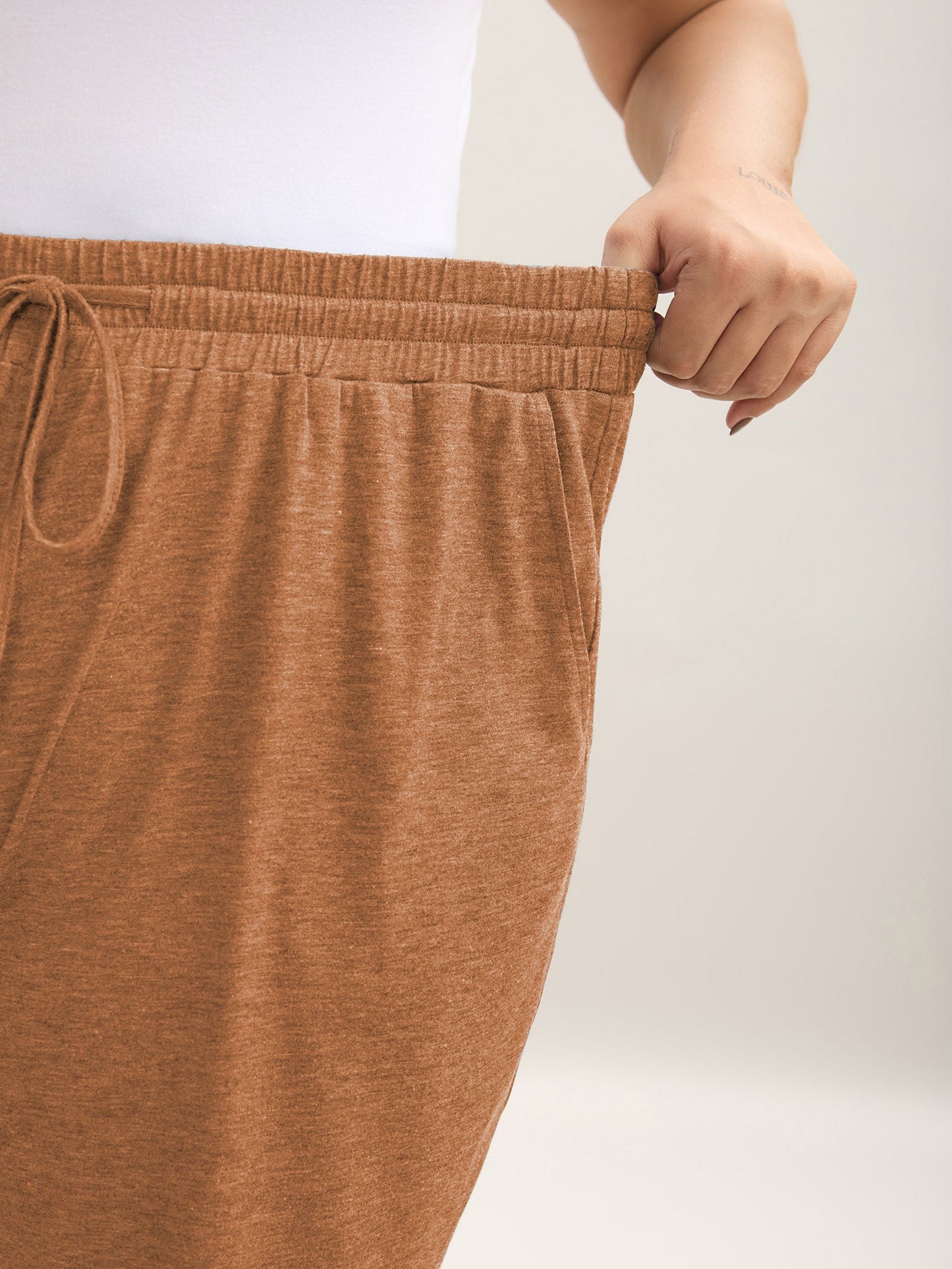 Mixed Color Knit Drawstring Loungewear Bottoms