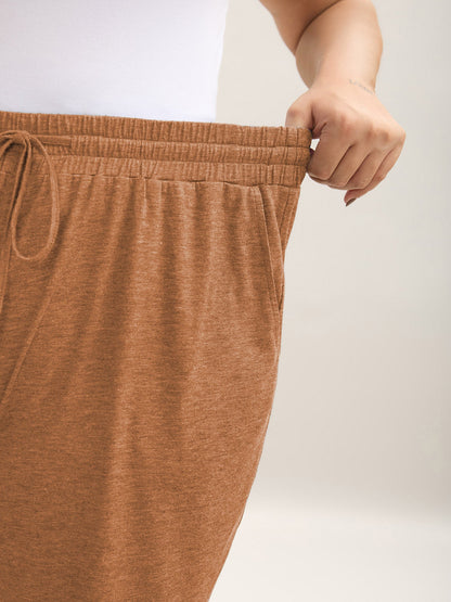 Mixed Color Knit Drawstring Loungewear Bottoms