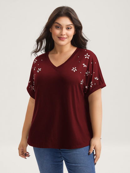 Supersoft Stretchy Zirconia Design T-Shirt