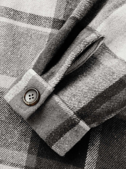 Plaid Chest Pockets Long Jacket