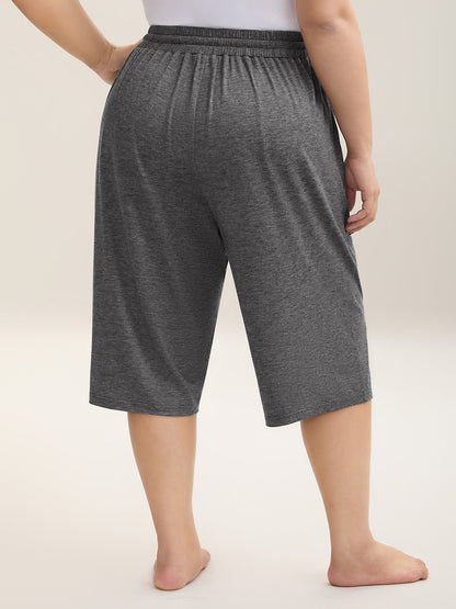 Mixed Color Knit Drawstring Loungewear Bottoms