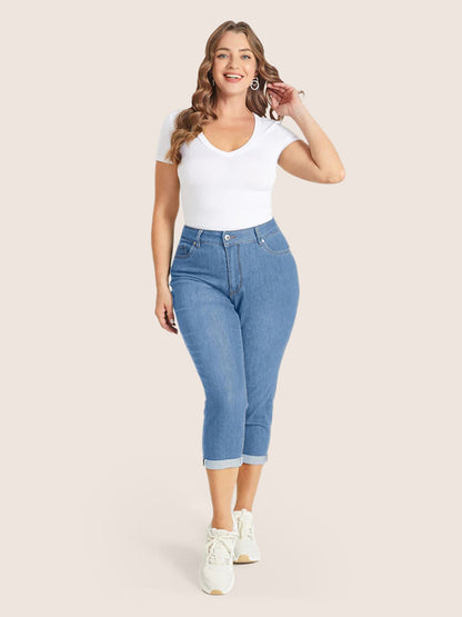 Very Stretchy High Rise Dark Wash Cropped Jeans