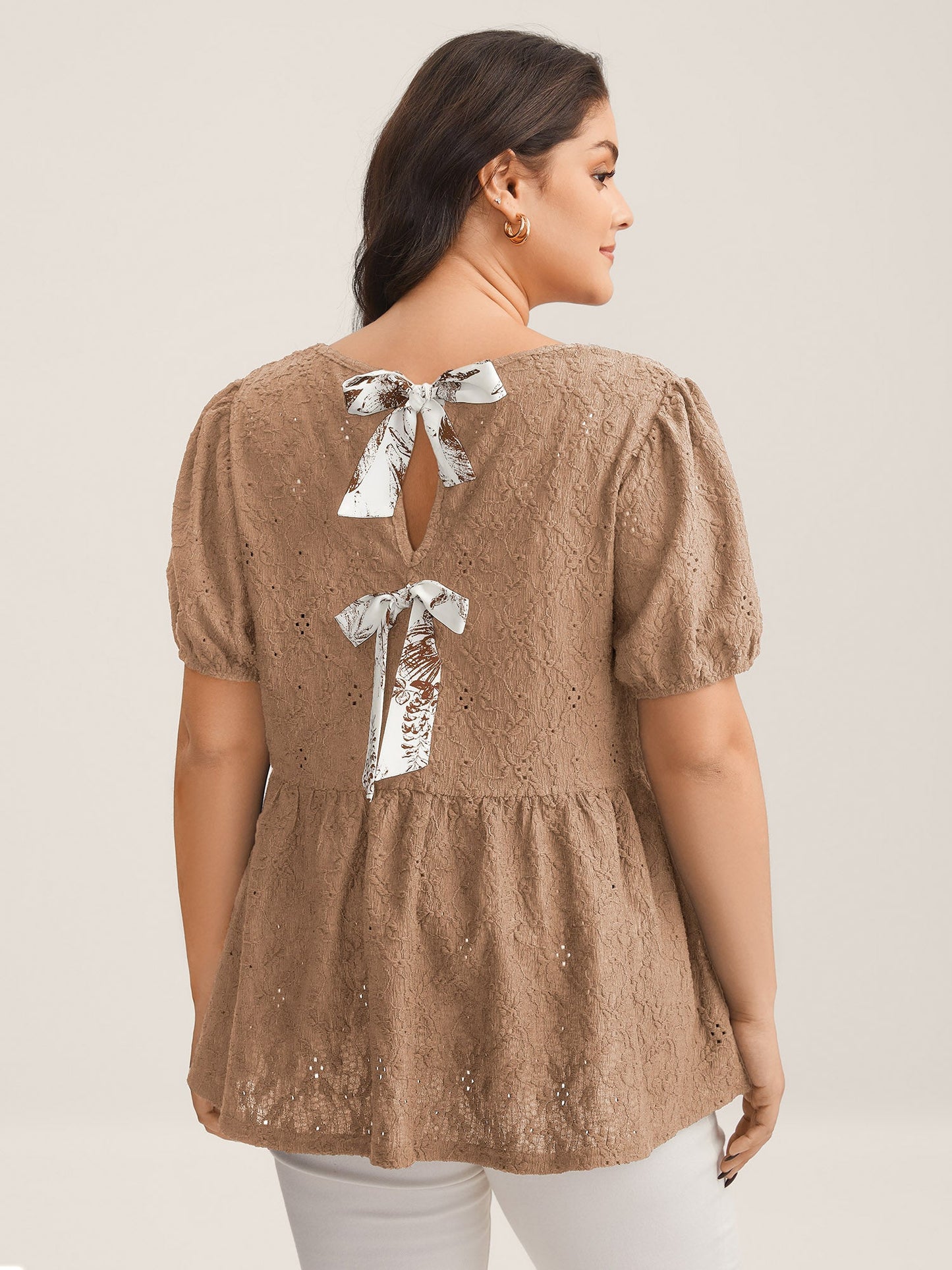 Back Bow Tie Textured Top