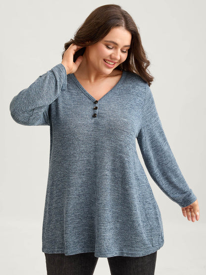 Heather Button Up Long Sleeve T-shirt