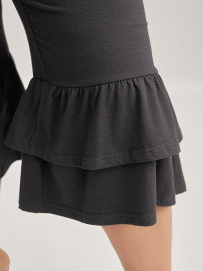 Layered Ruffled Flare Hem Pants