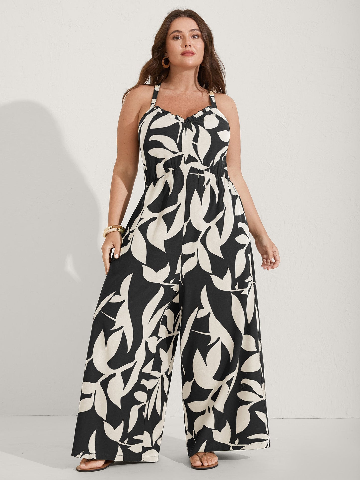 Silhouette Floral Print Sweetheart Jumpsuit
