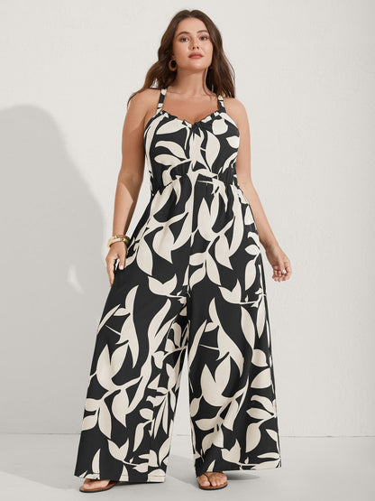 Silhouette Floral Print Sweetheart Jumpsuit