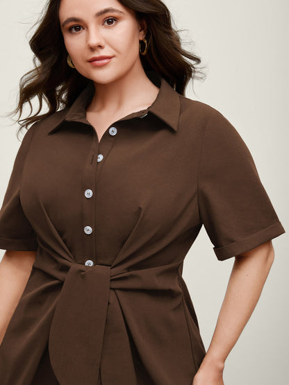 Knotted Front Asymmetrical Hem Blouse