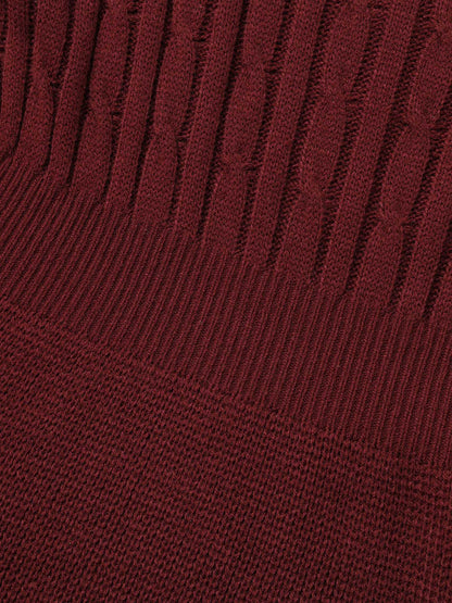 Cable Knit Fit-and-Flare Midi Sweater Dress