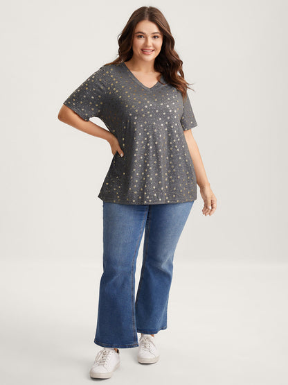 Supersoft Stretchy Gold Floral T-Shirt