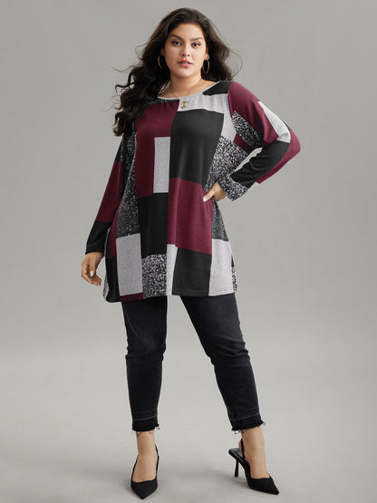 Colorblock Contrast Round Neck T-shirt