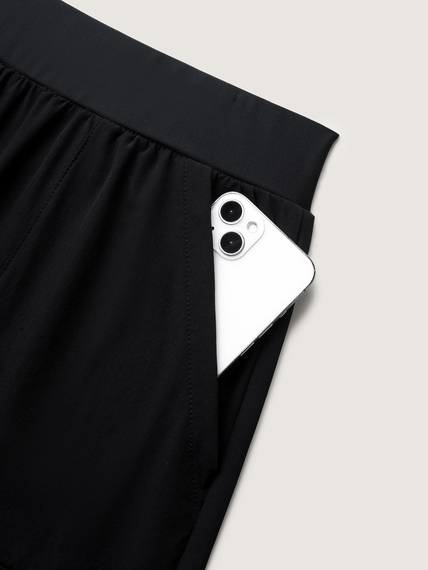 Pleated Pockets Solid Swim Bottoms