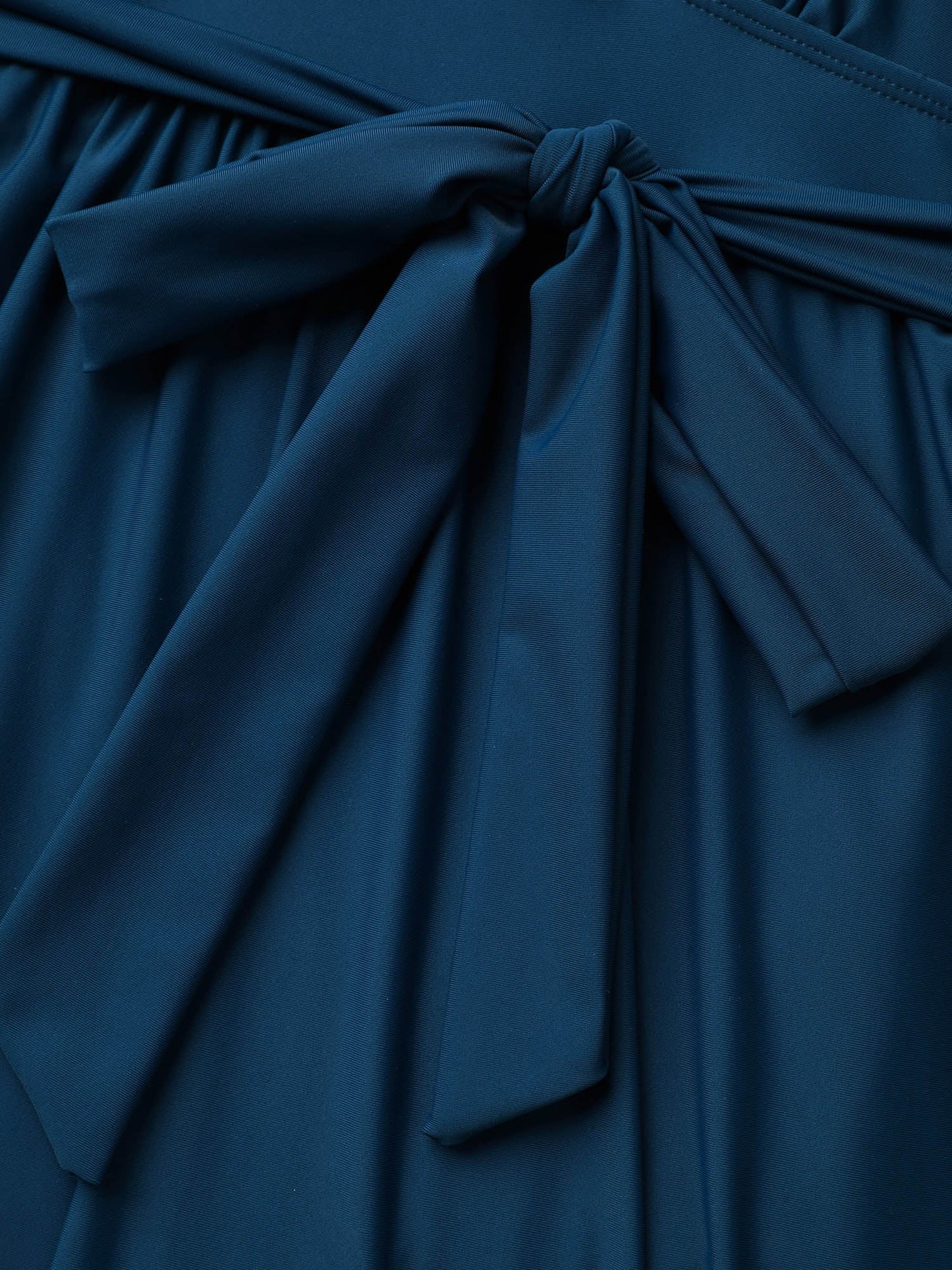 Surplice Neckline Belted Plain One-Piece Swimsuit