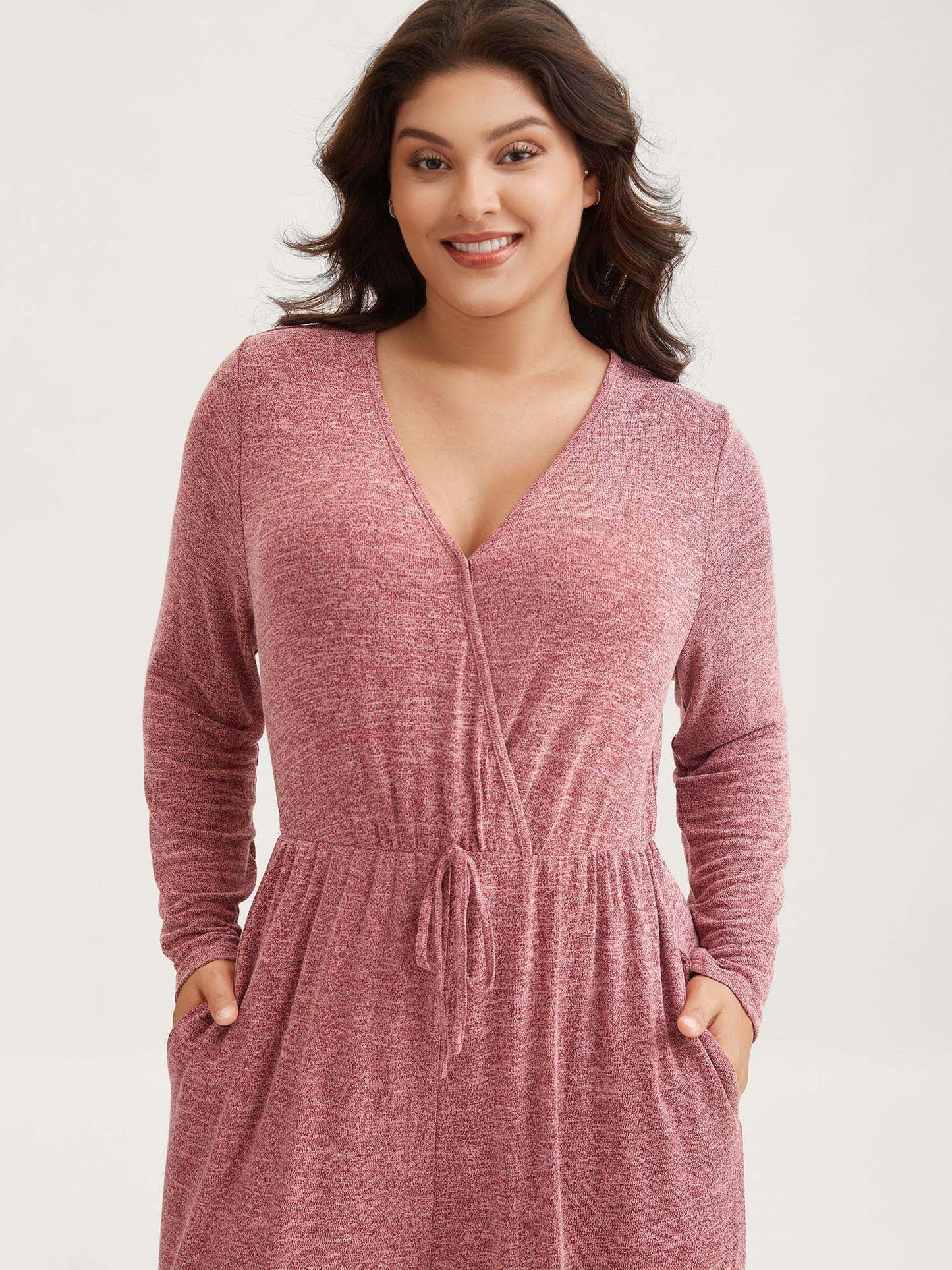 Elastic Waist Overlap Collar Lounge Jumpsuit