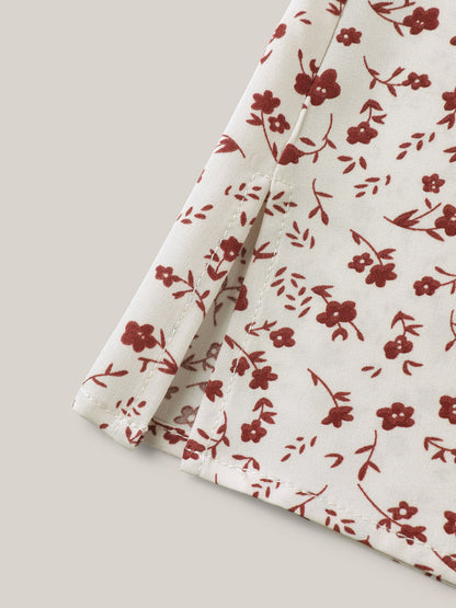 Ditsy Floral Print Lotus Leaf Sleeve Shirt