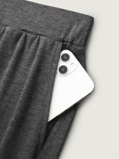 Solid Elastic Waist Wide Leg Lounge Bottoms