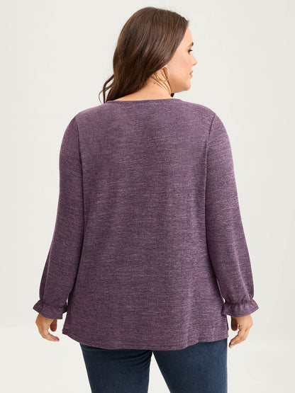 Round Neck Heather Pleated T-shirt