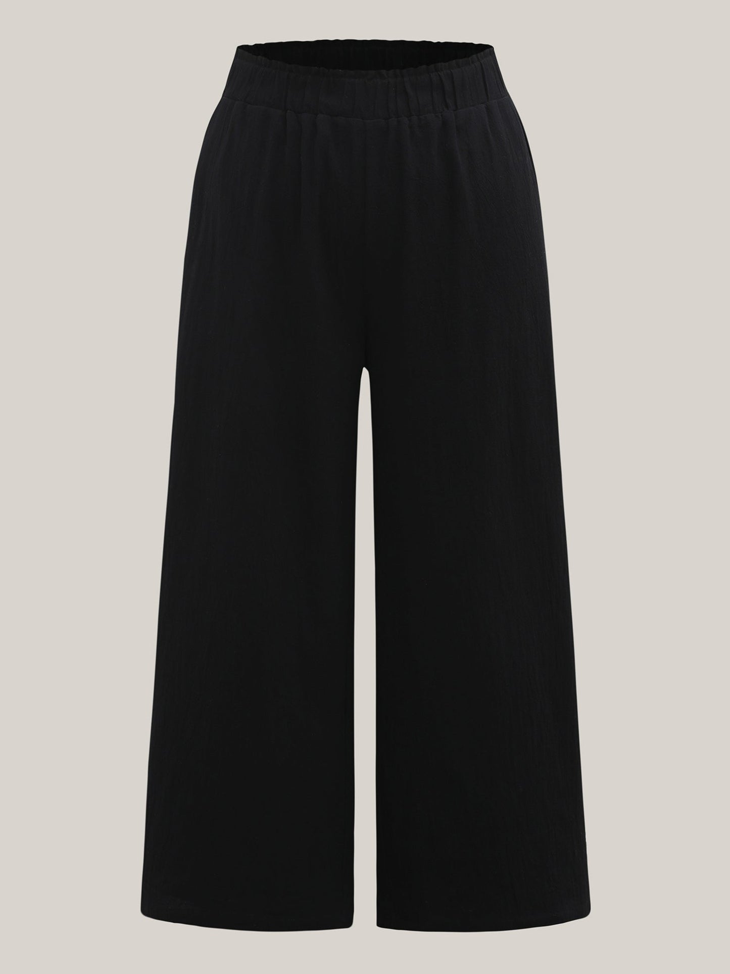 Shirred Waist Wide-Leg Spliced Pants