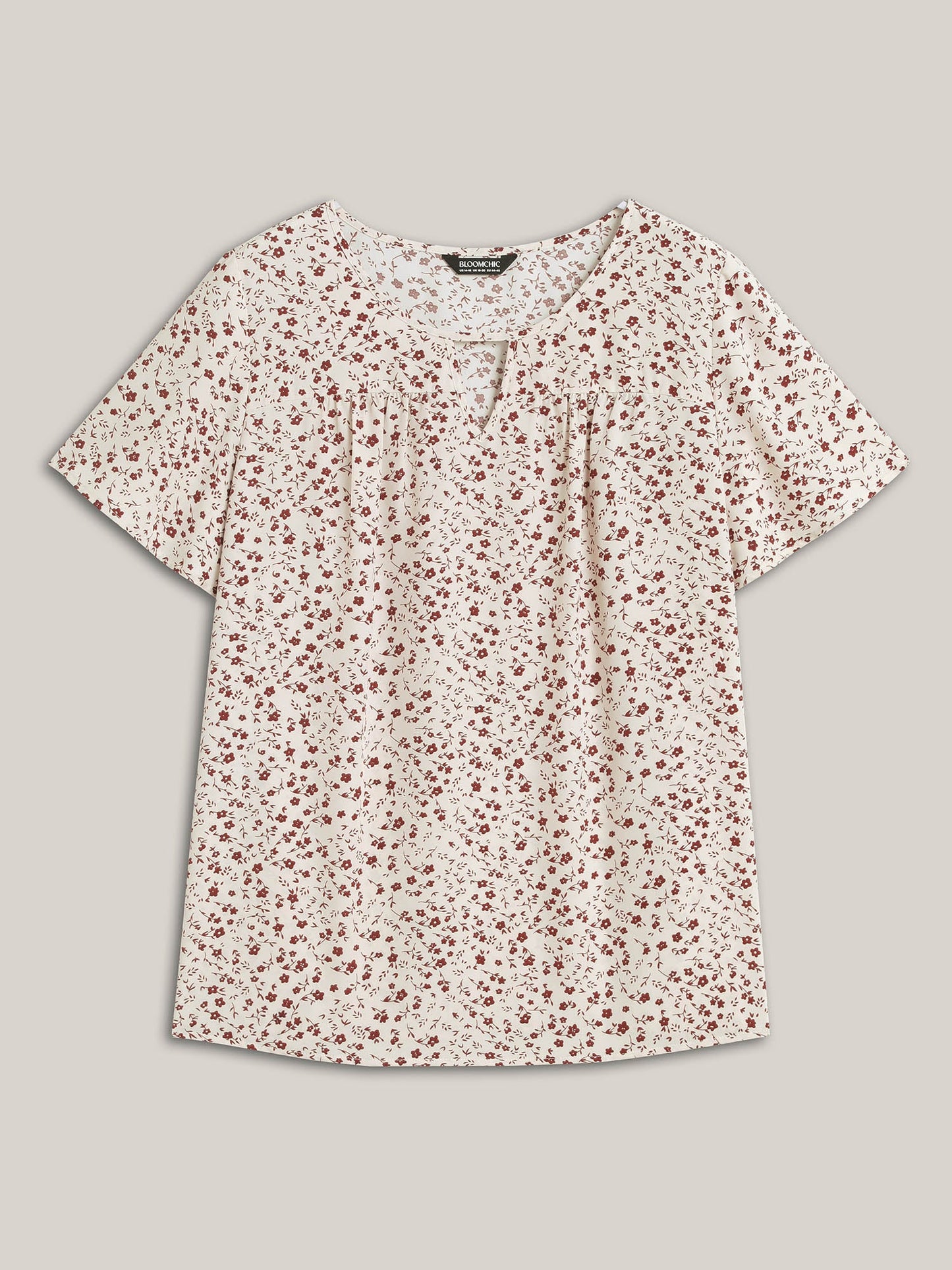 Ditsy Floral Print Lotus Leaf Sleeve Shirt