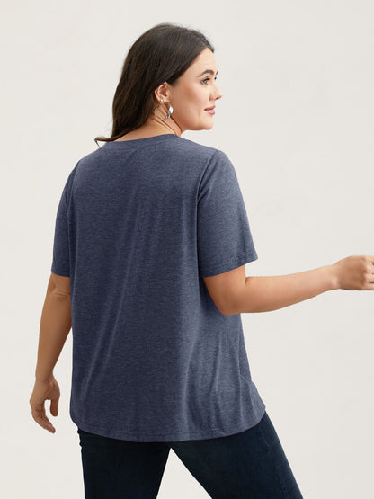 Nope Not Today Print Rhinestone Round Neck T-Shirt